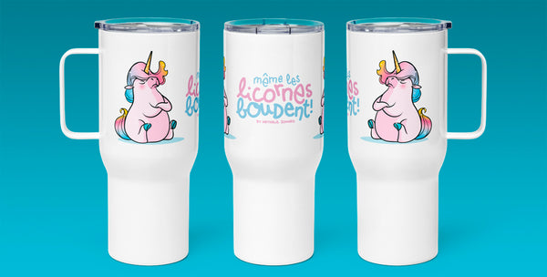 Même les licornes boudent, by Nathalie Jomard - Mug nomade avec anse