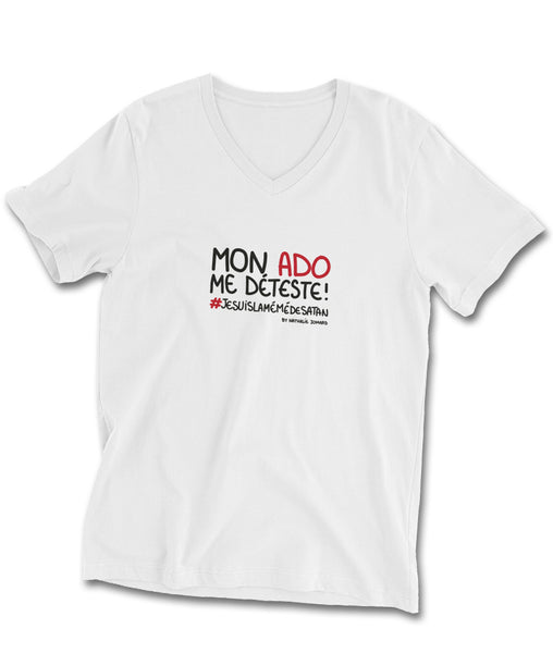 Mon ado me déteste - #jesuislamémédesatan by Nathalie Jomard - T-shirt Unisexe à Col V