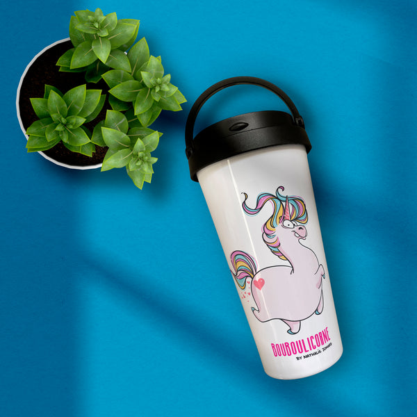 Bouboulicorne by Nathalie Jomard - Mug de voyage blanc en acier inoxydable