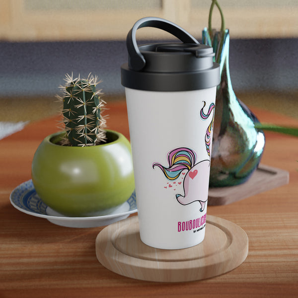Bouboulicorne by Nathalie Jomard - Mug de voyage blanc en acier inoxydable
