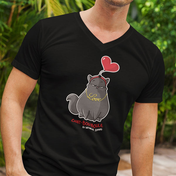 Chat-Bouboule Love by Nathalie Jomard - T-shirt Unisexe à Col V