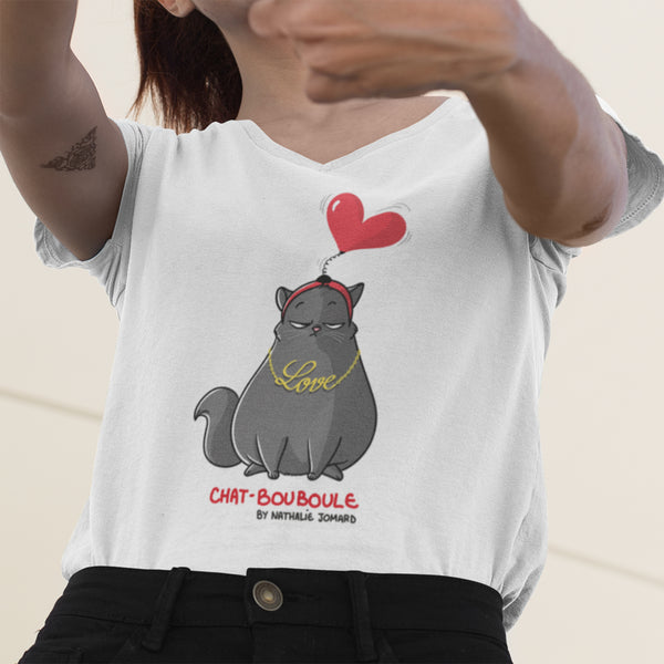 Chat-Bouboule Love by Nathalie Jomard - T-shirt Unisexe à Col V