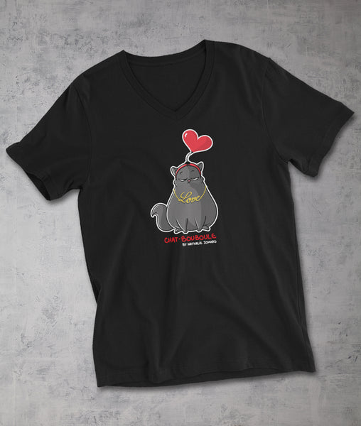 Chat-Bouboule Love by Nathalie Jomard - T-shirt Unisexe à Col V