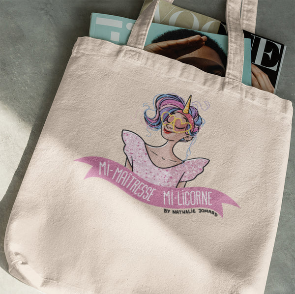 Mi-Maîtresse Mi-Licorne by Nathalie Jomard - Tote bag Premium