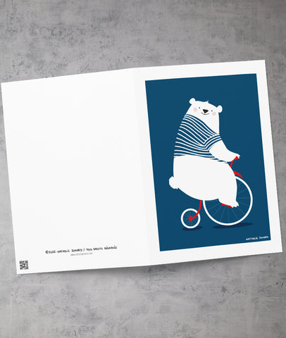 Nounours fait du vélo by Nathalie Jomard - Carte de vœux