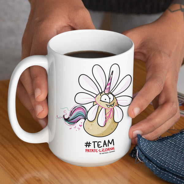 Patate-Licorne en fleur by Nathalie Jomard - Mug Blanc Brillant