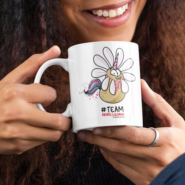 Patate-Licorne en fleur by Nathalie Jomard - Mug Blanc Brillant