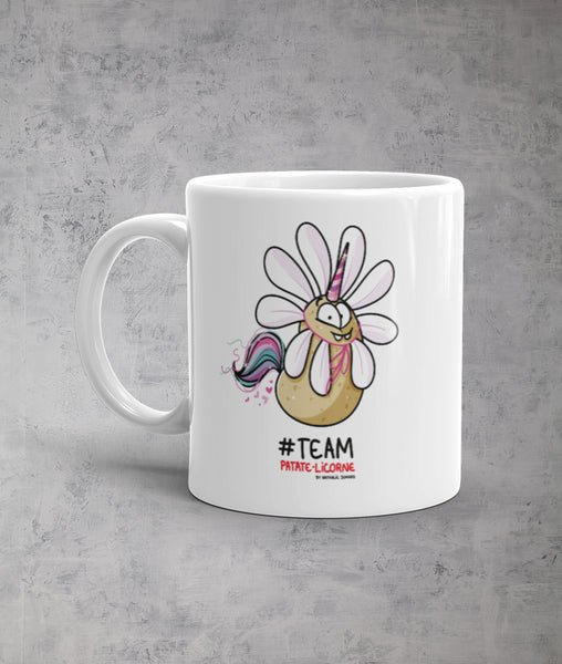 Patate-Licorne en fleur by Nathalie Jomard - Mug Blanc Brillant
