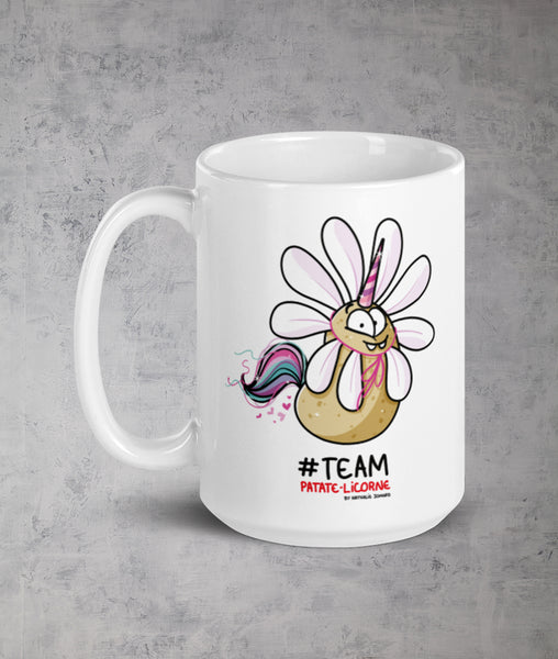 Patate-Licorne en fleur by Nathalie Jomard - Mug Blanc Brillant