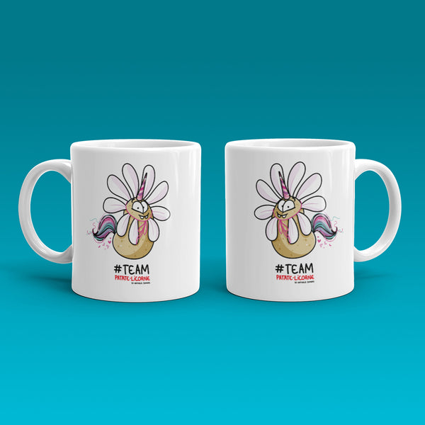 Patate-Licorne en fleur by Nathalie Jomard - Mug Blanc Brillant