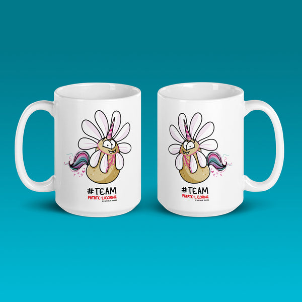 Patate-Licorne en fleur by Nathalie Jomard - Mug Blanc Brillant