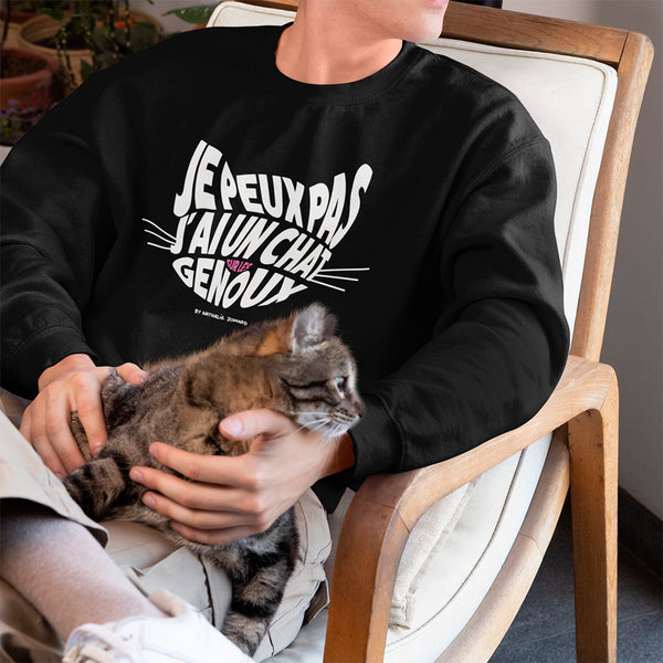Je peux pas, j'ai un chat sur les genoux, by Nathalie Jomard - Sweat écologique unisexe