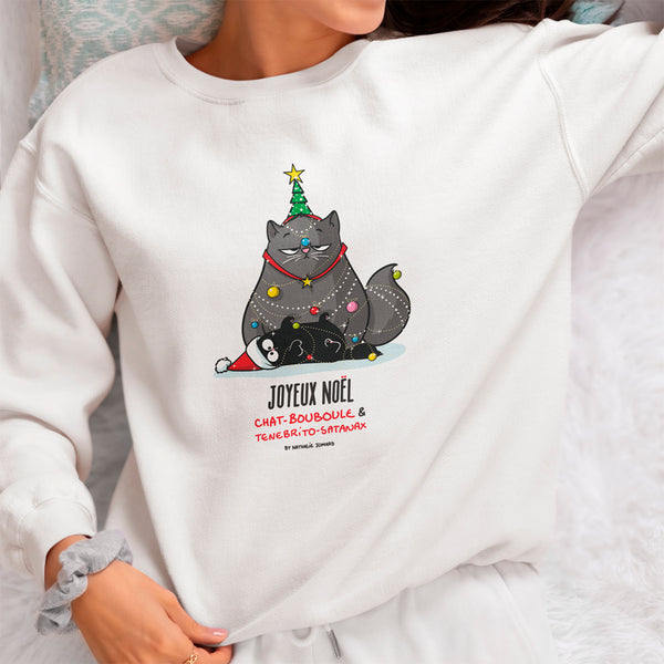 Joyeux Noël Chat-Bouboule et Tenebrito-Satanax, by Nathalie Jomard - Sweat écologique unisexe