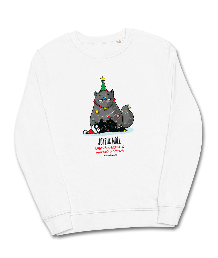Joyeux Noël Chat-Bouboule et Tenebrito-Satanax, by Nathalie Jomard - Sweat écologique unisexe