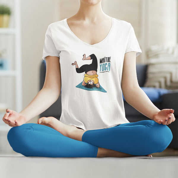 Maître Yoga by Nathalie Jomard - T-shirt Unisexe à Col V