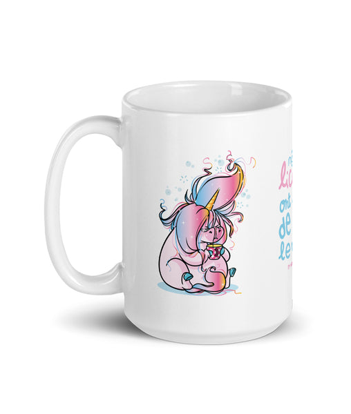 Même les licornes ont besoin de thé le matin, by Nathalie Jomard - Mug Blanc Brillant