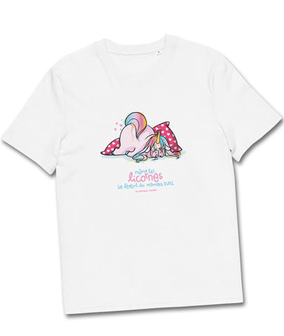 Même les licornes se lèvent du mauvais pied, by Nathalie Jomard - T-shirt unisexe en coton biologique
