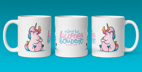 Même les licornes boudent, by Nathalie Jomard - Mug Blanc Brillant