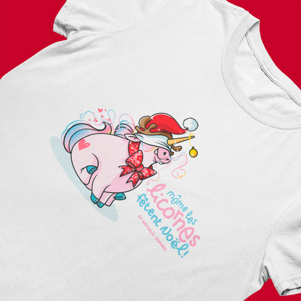 Même les licornes fêtent Noël, by Nathalie Jomard - T-shirt unisexe en coton biologique