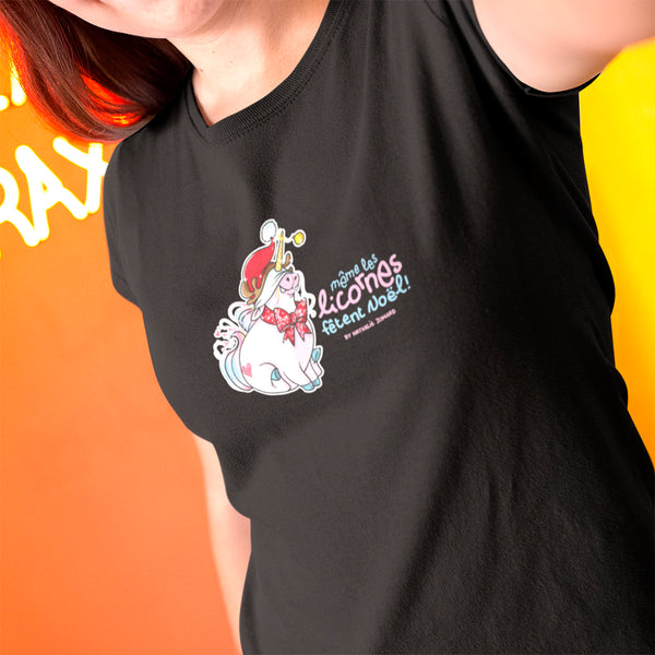 Même les licornes fêtent Noël, by Nathalie Jomard - T-shirt unisexe en coton biologique