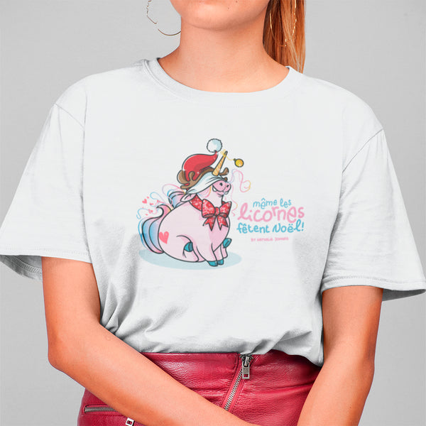 Même les licornes fêtent Noël, by Nathalie Jomard - T-shirt unisexe en coton biologique
