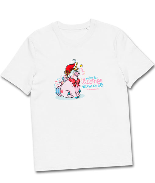 Même les licornes fêtent Noël, by Nathalie Jomard - T-shirt unisexe en coton biologique