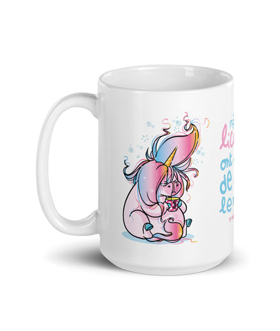 Même les licornes ont besoin de café le matin, by Nathalie Jomard - Mug Blanc Brillant