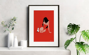 Poster Pinup au chien by Nathalie Jomard