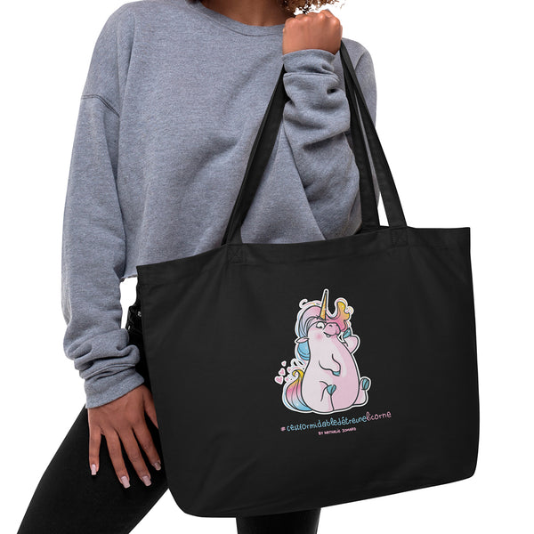#cestformidabledetreunelicorne, by Nathalie Jomard - Grand tote bag bio