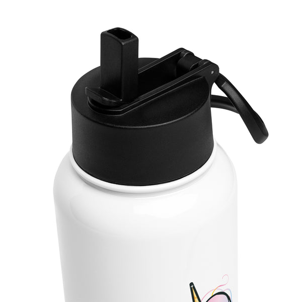 #cestformidabledetreunelicorne, by Nathalie Jomard - Bouteille d'eau en acier inoxydable avec paille