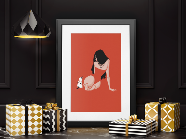 Poster La pin up au chien by Nathalie Jomard