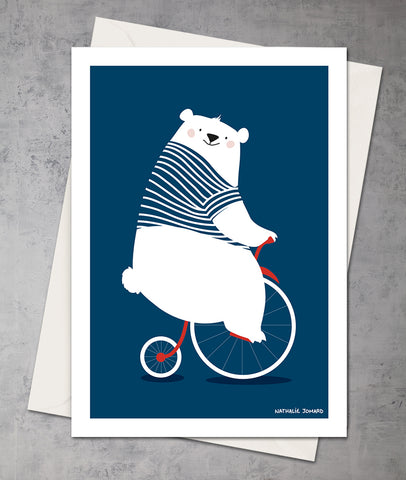 Nounours fait du vélo by Nathalie Jomard - Lot de 10 cartes identiques + enveloppes premium