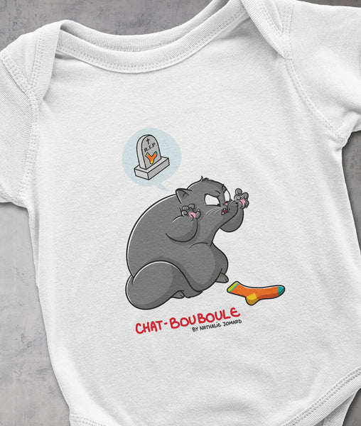 Chat-Bouboule #Féroce by Nathalie Jomard - Body à manches courtes pour bébé