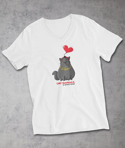 Chat-Bouboule Love by Nathalie Jomard - T-shirt Unisexe à Col V
