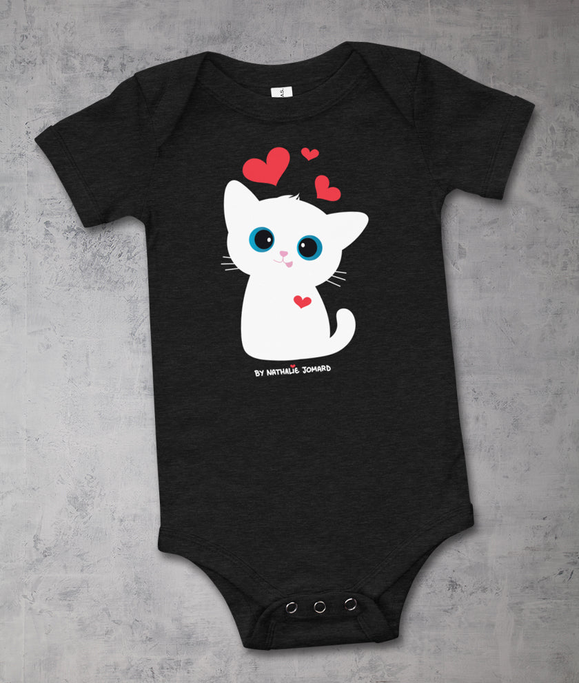 Chaton-Cœurs by Nathalie Jomard - Body à manches courtes pour bébé