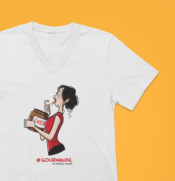 #Gourmande by Nathalie Jomard - T-shirt Unisexe à Col V