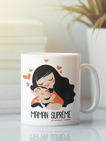 Maman suprême by Nathalie Jomard - Mug Blanc Brillant
