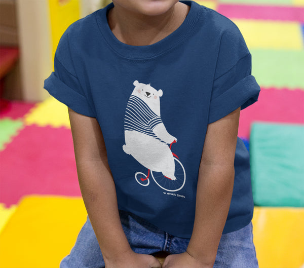 Nounours fait du vélo by Nathalie Jomard - T-shirt premium à col rond pour Enfant