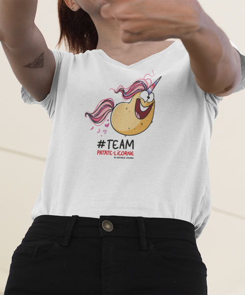 Patate-Licorne by Nathalie Jomard - T-shirt Unisexe à Col V