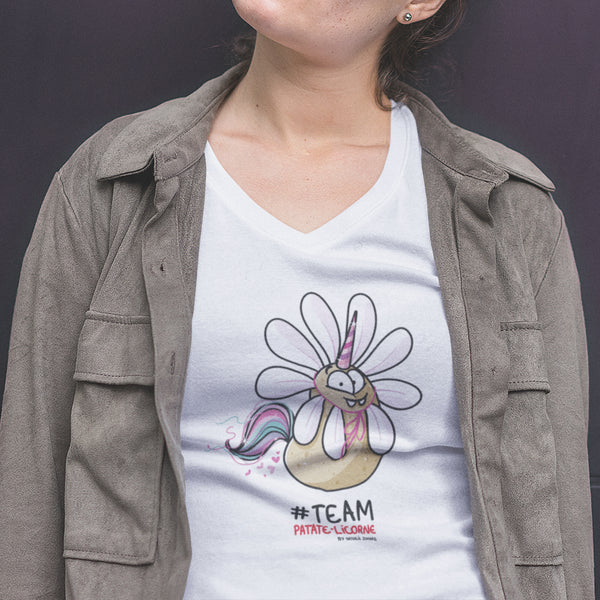 Patate-Licorne en fleur by Nathalie Jomard - T-shirt Unisexe à Col V