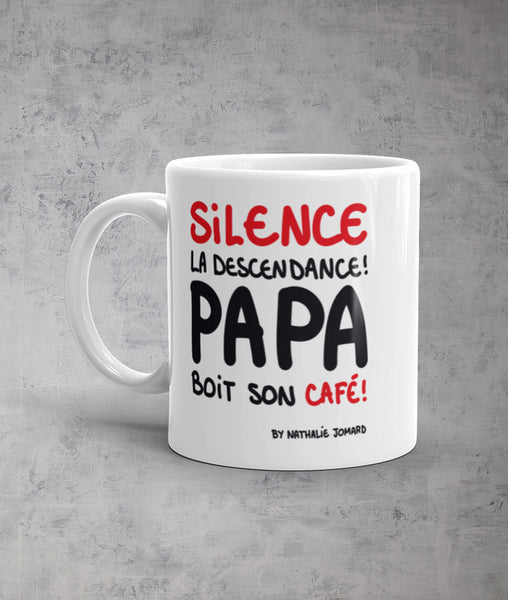 Silence la descendance Maman boit son café by Nathalie Jomard - Mug Blanc Brillant